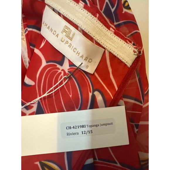NWT Amanda Uprichard Topanga Jumpsuit in Red Floral Size Small - Picture 4 of 4